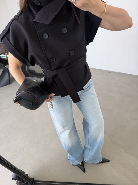 Double Sleeve Short Sleeve Jacket with Epaulets