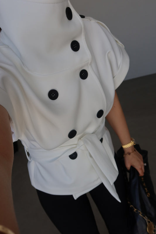 Double Sleeve Short Sleeve Jacket with Epaulets