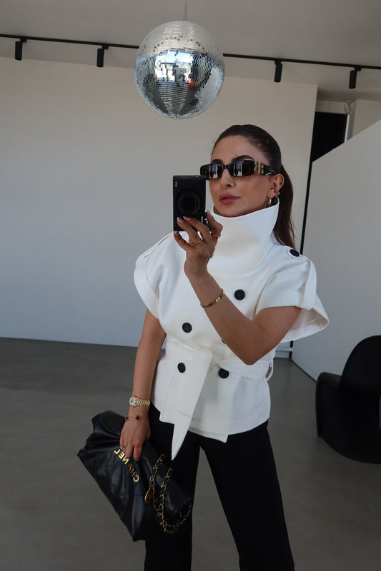 Double Sleeve Short Sleeve Jacket with Epaulets