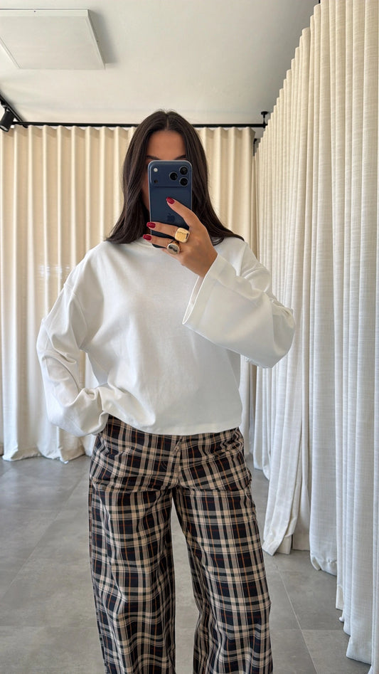 Mila Ivory Relaxed Long Sleeve Top
