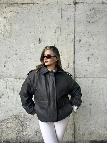 Port Oversize Anthracite Bomber Jacket