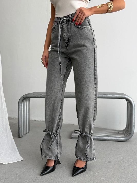 Bow Detail Grey Jeans