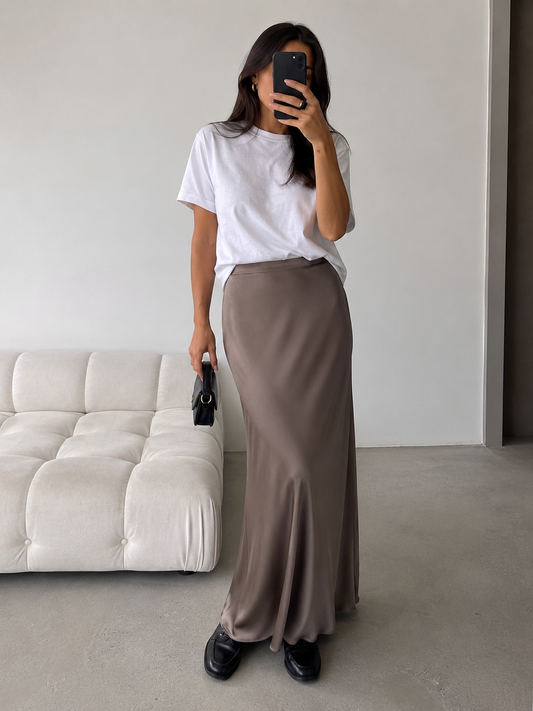 Elegant Satin Bias Skirt