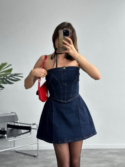 Ahí Dark Blue Denim Dress