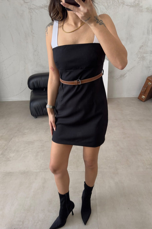 Devon Black Belted Dress