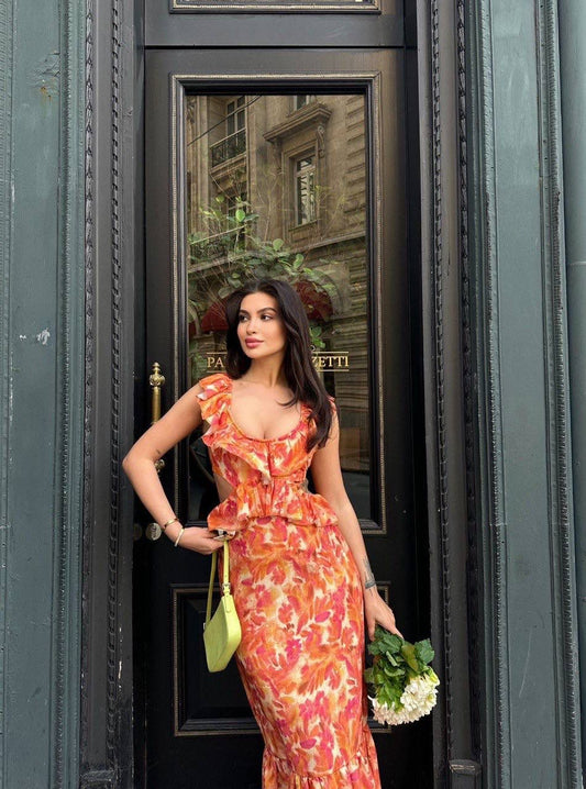 Orange Open Back Dress