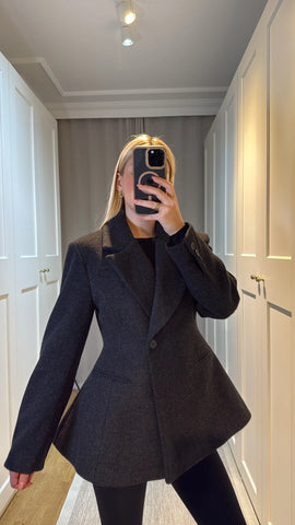 Dark Smoke Shawl Detailed Lined Premium Design Cashmere Jacket