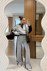 طقم فيليسيتي الرمادي المصنوع من مزيج الدنيم المصقول