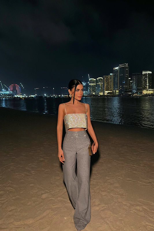 Grey Shynix Embellished Trousers