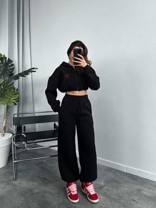 Black Heart Embroidered Tracksuit