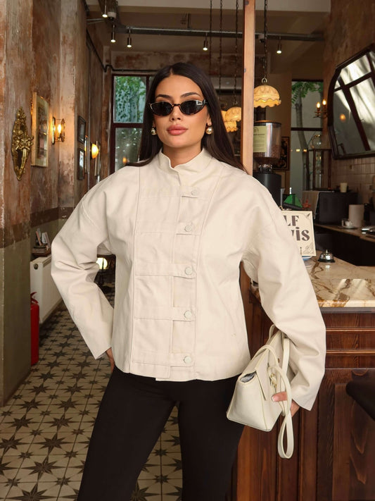Valeria Ivory Mandarin Jacket