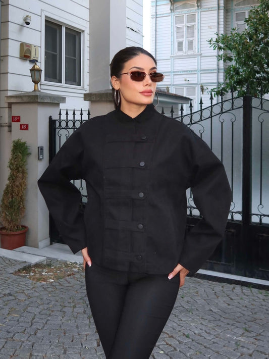 Valeria Black Mandarin Jacket