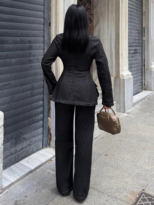 Black Helins Denim Suit