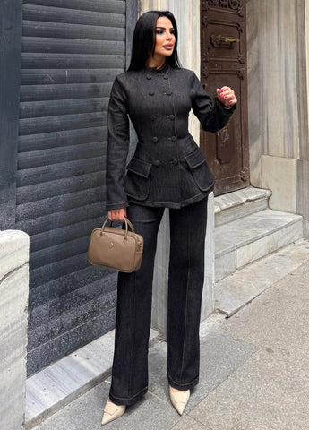 Black Helins Denim Suit