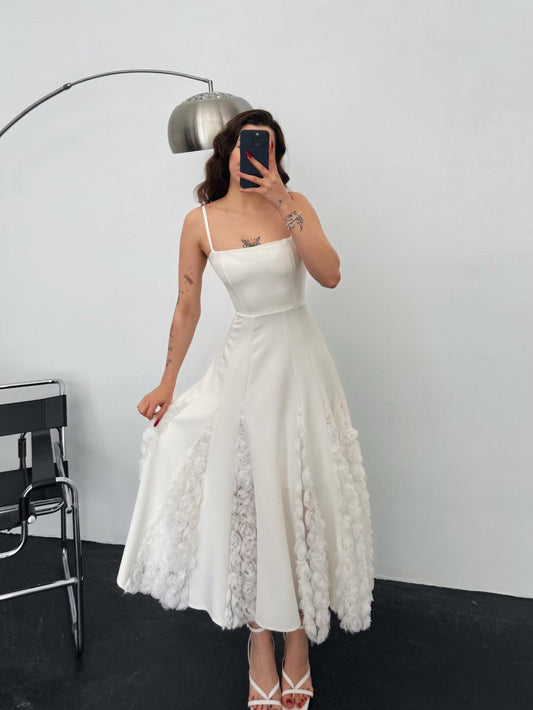 White Strap with Rose Dress