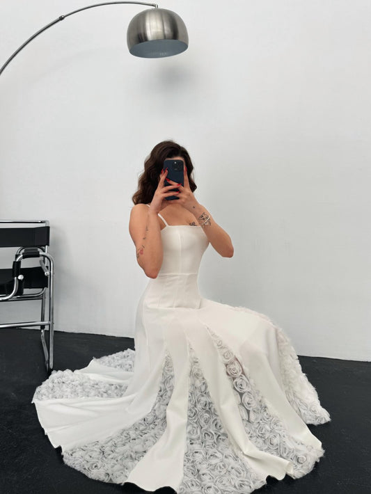 White Strap with Rose Dress