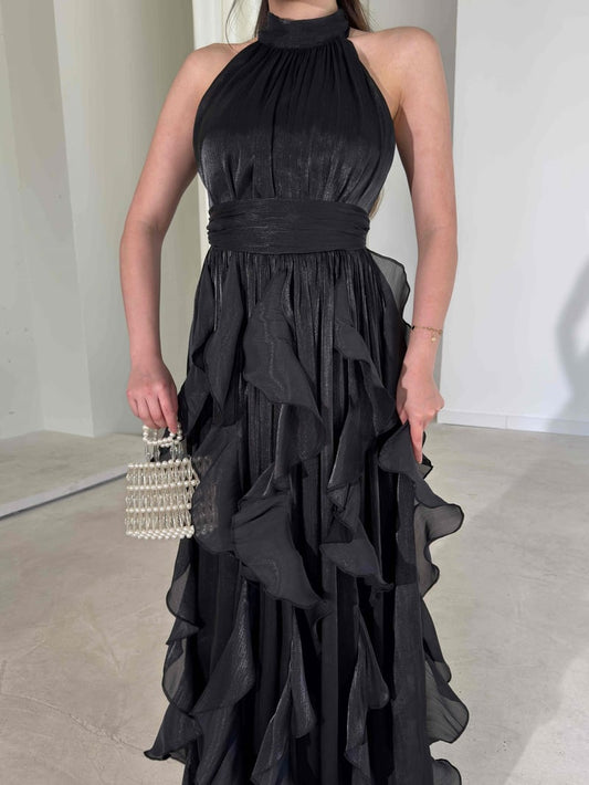 Passion Ruffle Black Dress