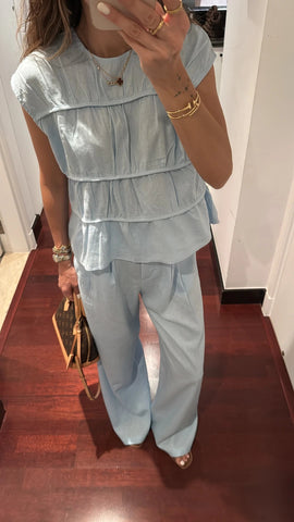 VALON DETAILED LINEN TROUSERS