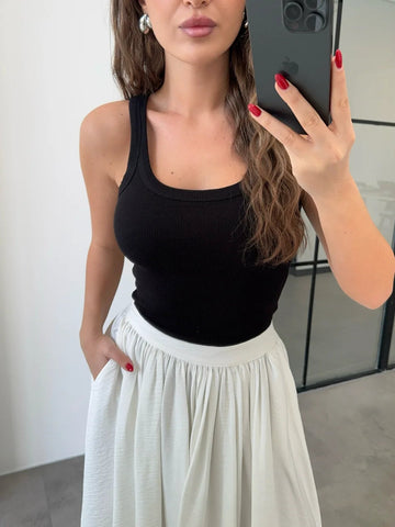 BASIC BLACK STRAPPY CORD UNDERSHIRT