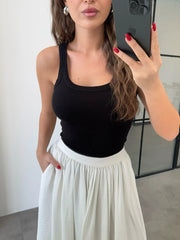 BASIC BLACK STRAPPY CORD UNDERSHIRT