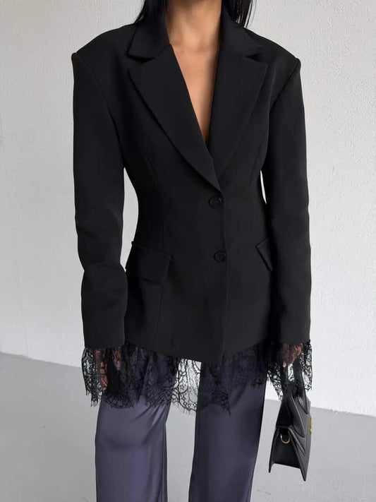 Black with Lace Details Jacket
