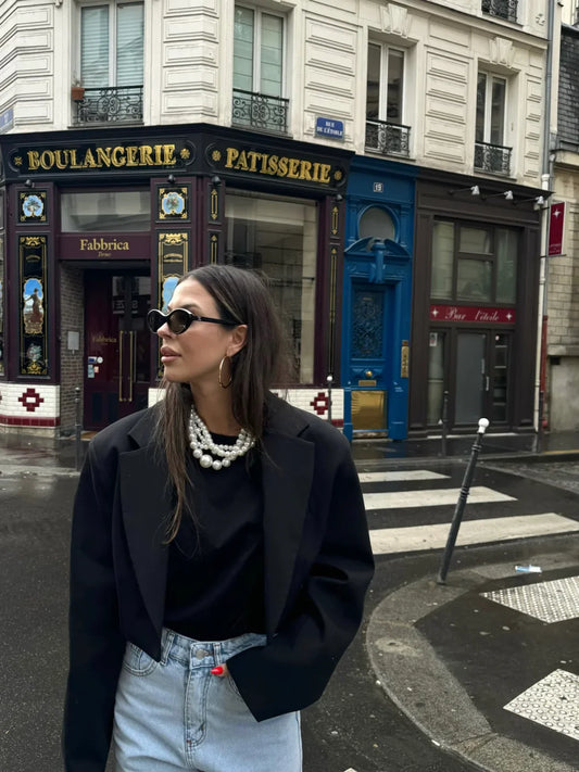 Stylish Cropped With Massive Shoulders Jacket