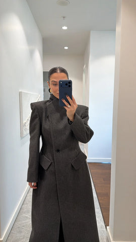 STAND-UP COLLAR WAIST SITTING PADDED MAXI CACHET COAT