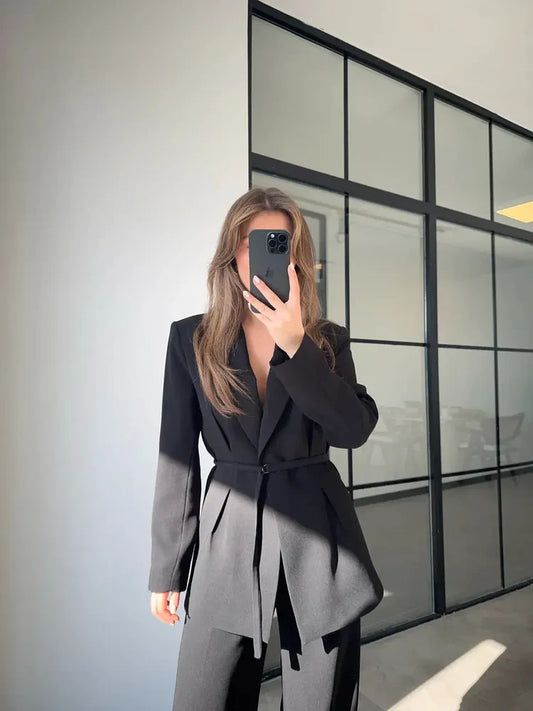 PREMIUM WAIST BELT BLACK JACKET