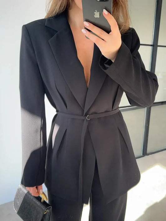 PREMIUM WAIST BELT BLACK JACKET