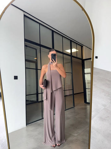 ASYMMETRIC CUT DAMSON SCARF SET