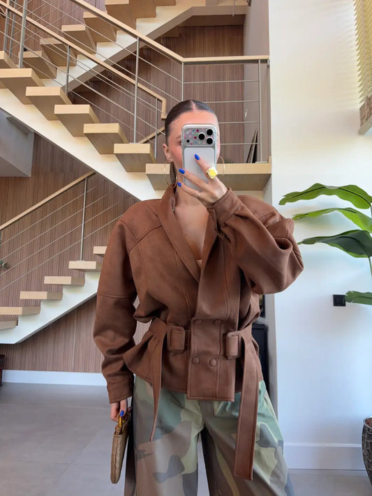 Aurelia Suede Belted Jacket