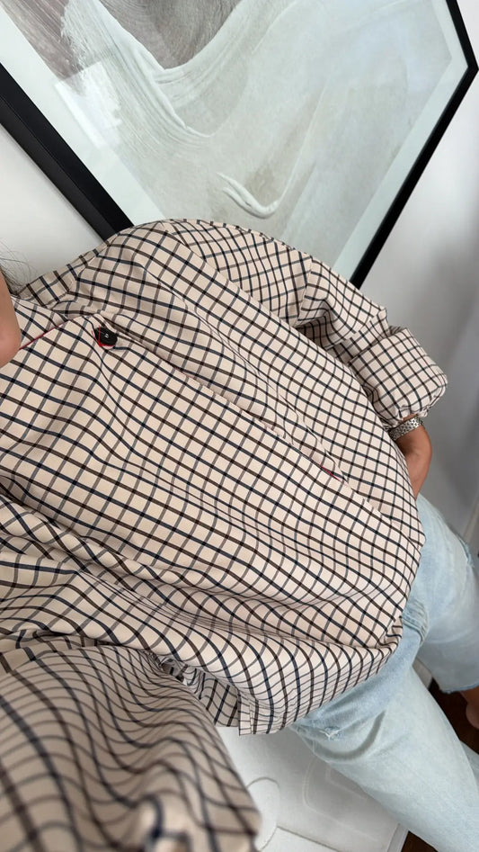 Contrast Collar Check Bomber Jacket
