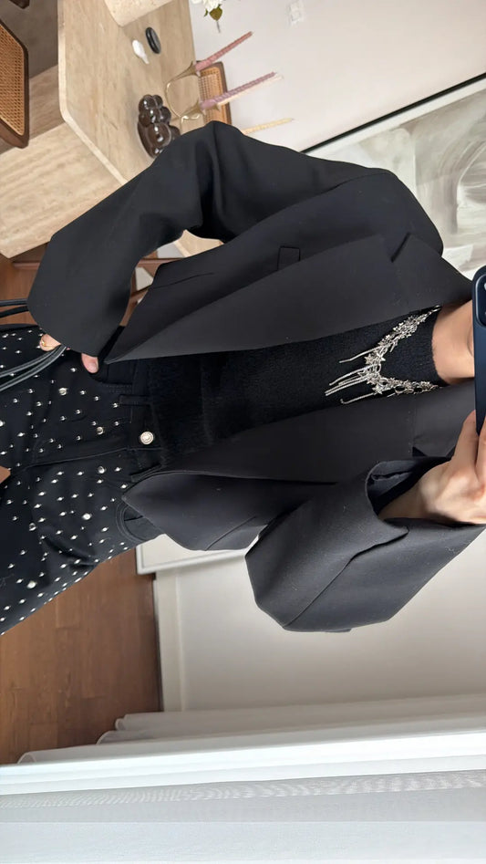 Stylish Cropped With Massive Shoulders Jacket