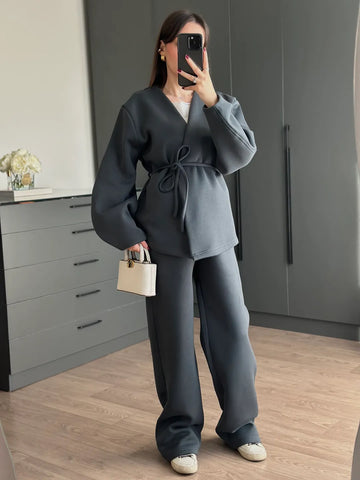 Anthracite Double-Breasted Tie Tracksuit