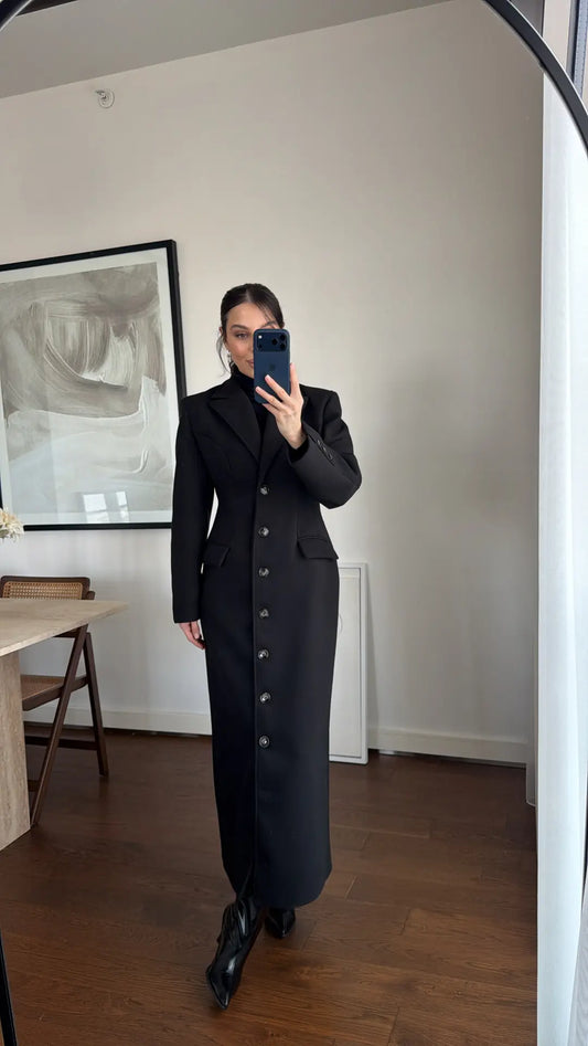 Tailored Longline Charcoal Black Coat