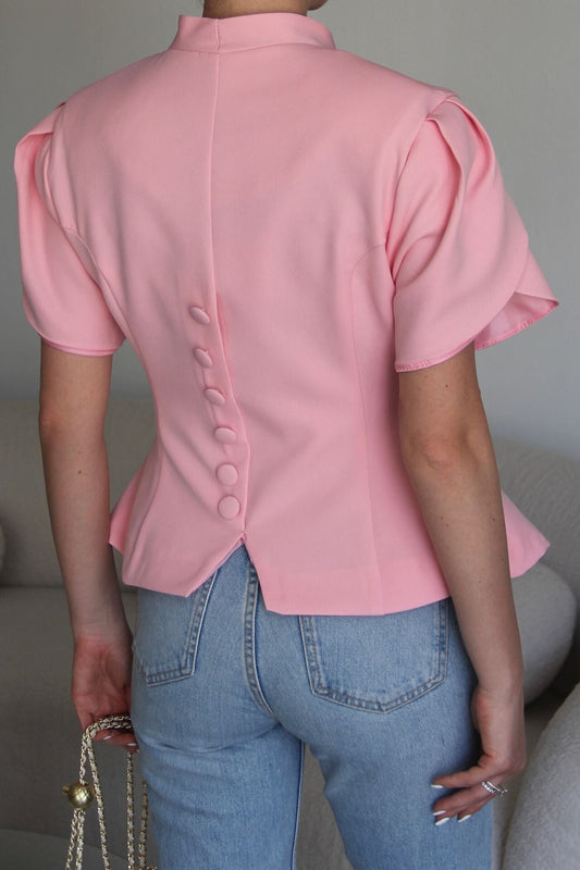 Yellow Lace Collar Blazer Top