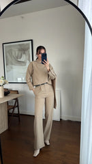 Beige Shawl Detail Set