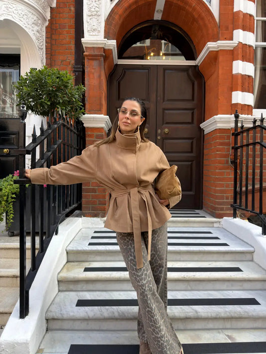 Cinched Waist Suede Jacket