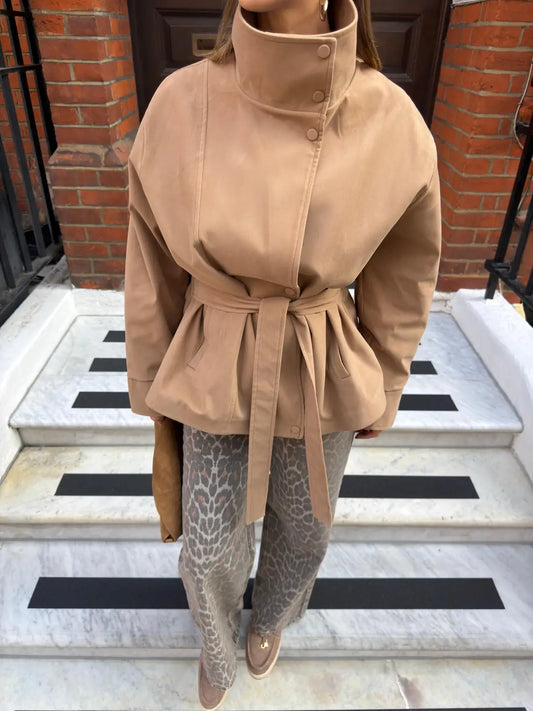 Cinched Waist Suede Jacket