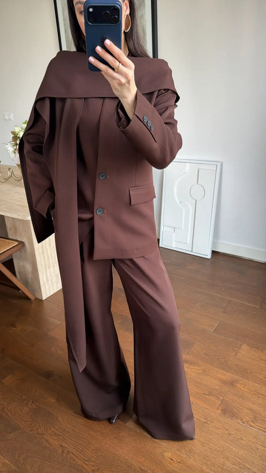 BROWN SHAWL DETAIL SET