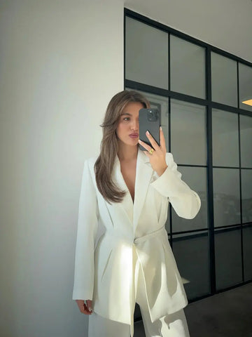 PREMIUM WAIST BELT WHITE SUIT