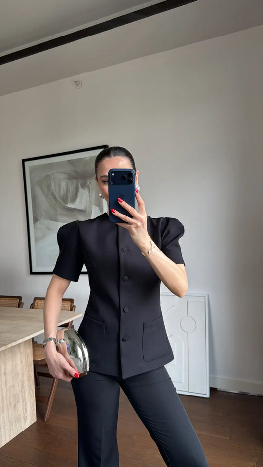 BLACK BALLOON SLEEVE  SET