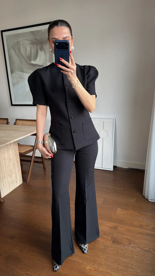 BLACK BALLOON SLEEVE  SET