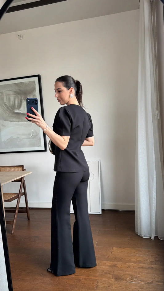 BLACK BALLOON SLEEVE  SET