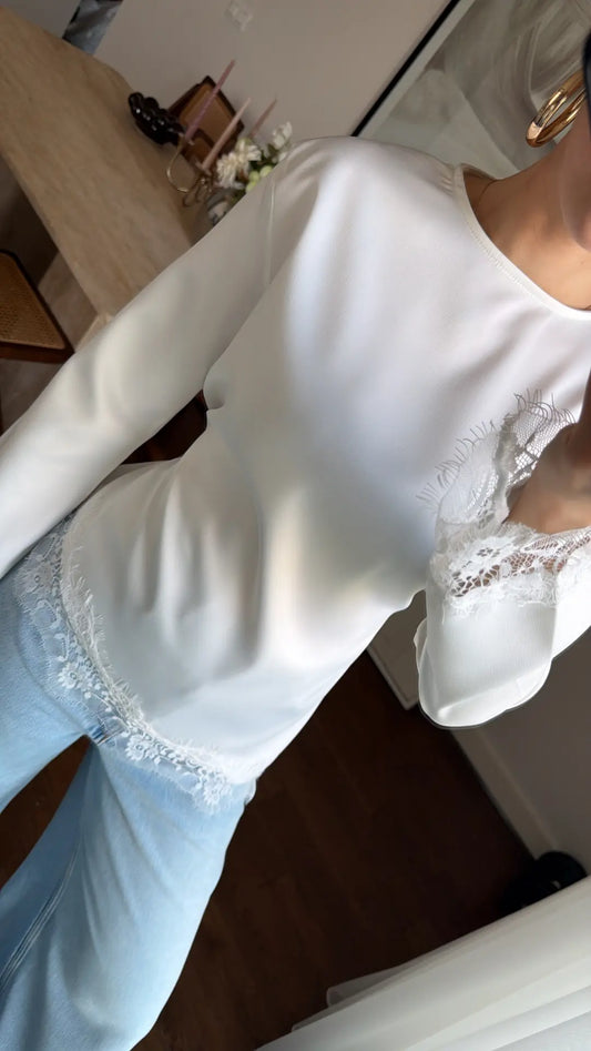 ASYMMETRICALLY DETAILED SATIN BLOUSE