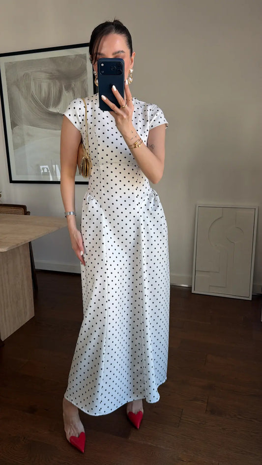 WAIST-FITTED POLKA DOT DRESS