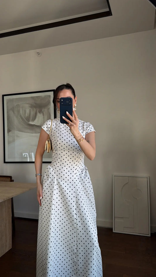WAIST-FITTED POLKA DOT DRESS