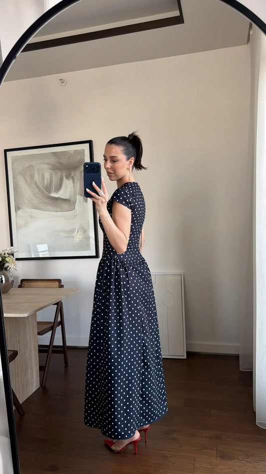 WAIST-FITTED POLKA DOT DRESS