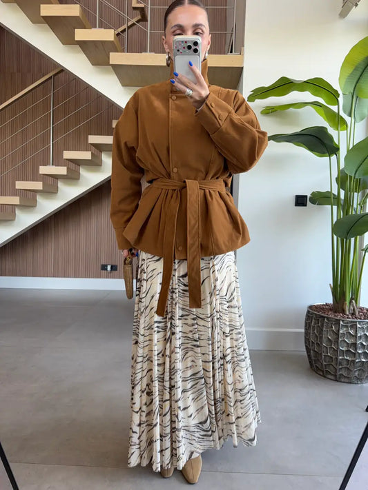 Cinched Waist Suede Jacket