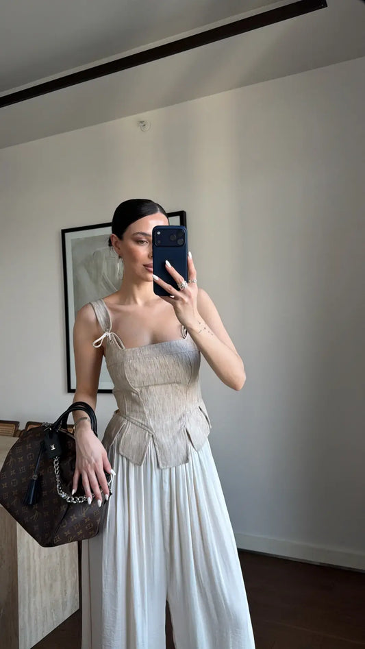 STRAP DETAIL CORSET BLOUSE